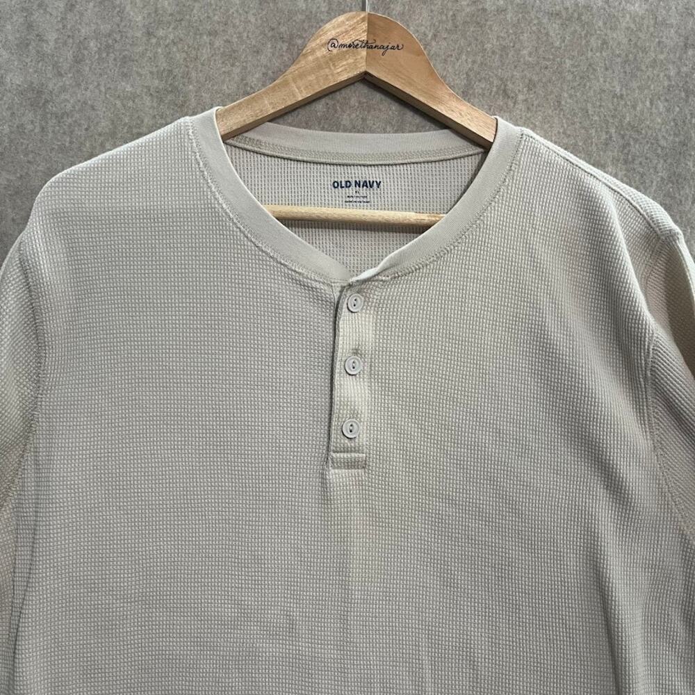 Old Navy Button Henley Cream Thermal Built-in Flex Shirt Size XL - Picture 2 of 9